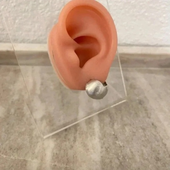 925 Sterling Silver Matte Ball Earrings Sphere Round Huggie Earrings - Picture 4 of 10